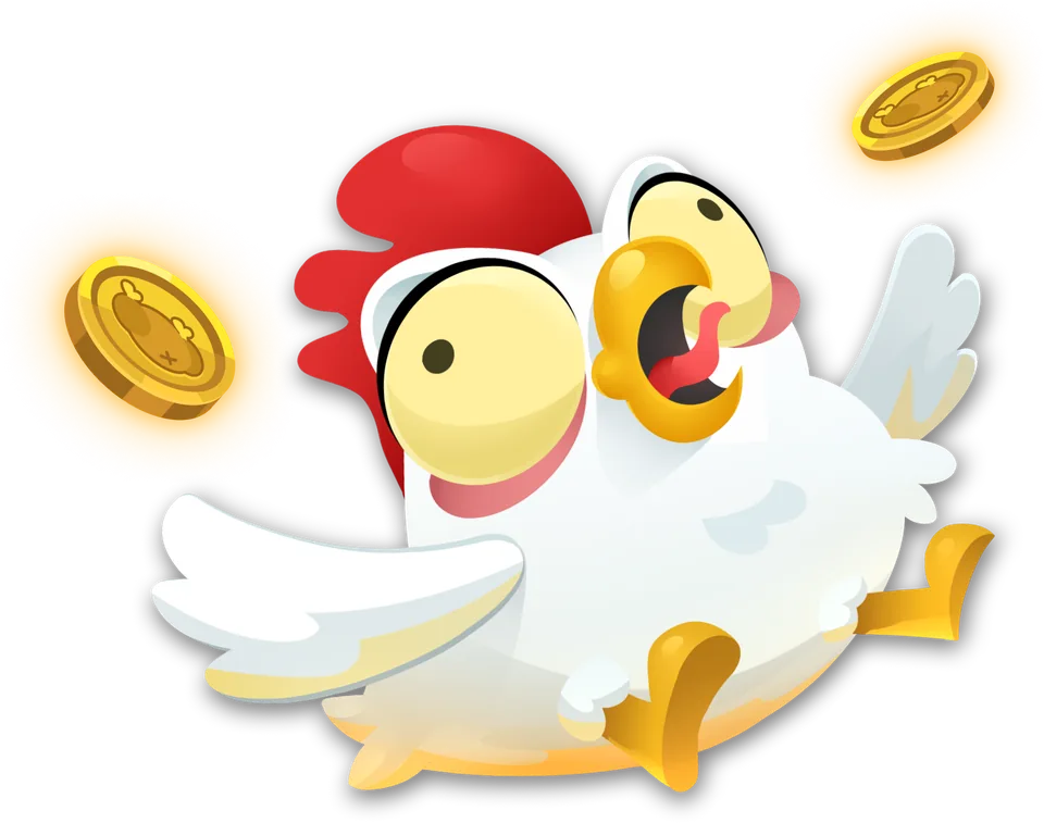 Gewinn: Das Huhn kassiert die Münzen nach dem Cash-out.